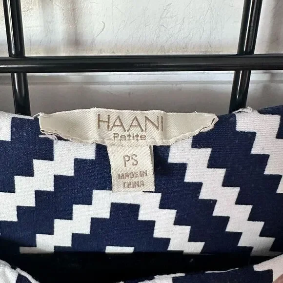 Haani Dress Womens Small Petite Blue White Geometric Business Casual Wedding - Picture 3 of 11